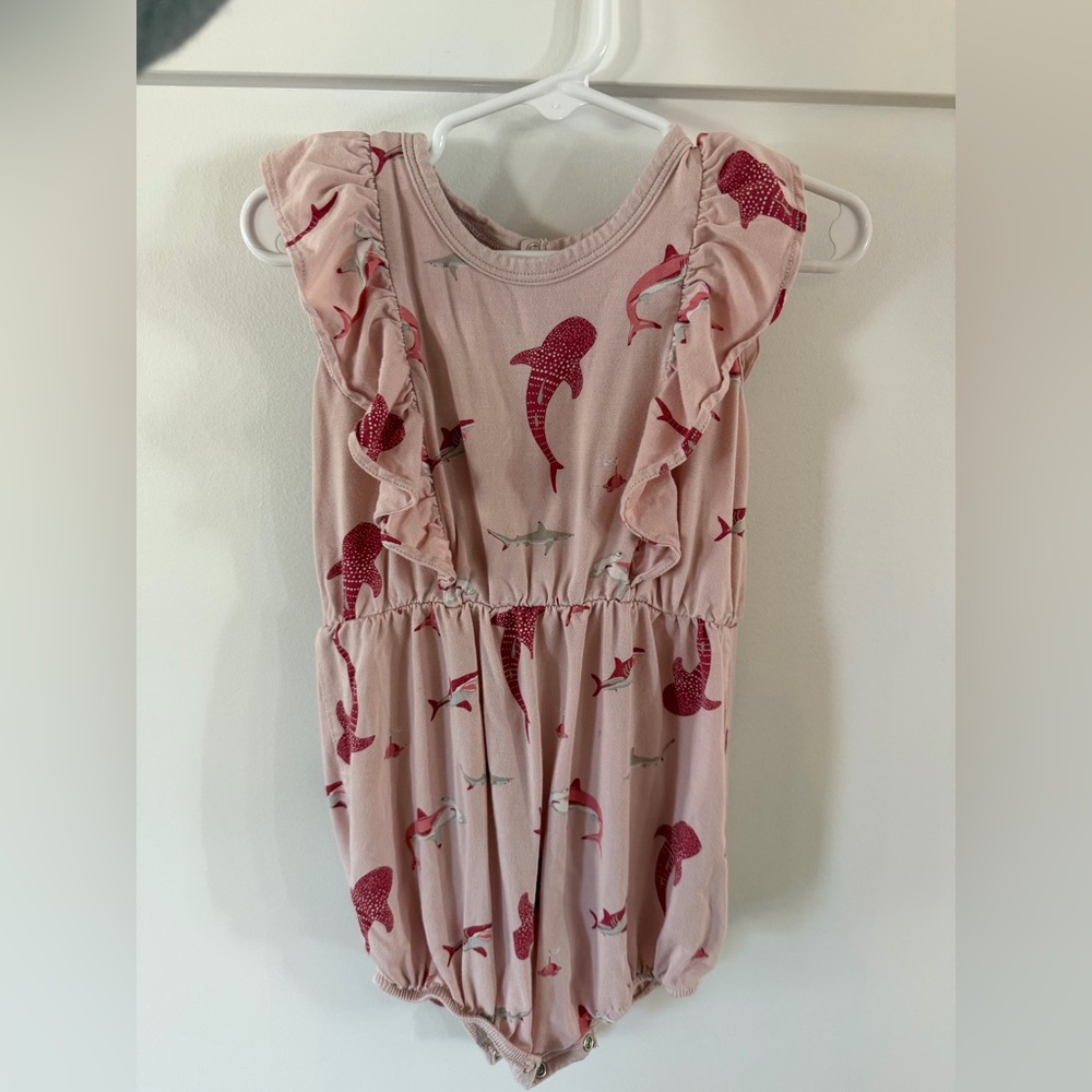 Kyte Baby pink shark bubble romper